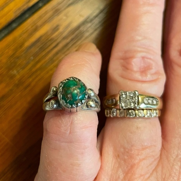 Native American Vintage Green Turquoise Sterling Ring